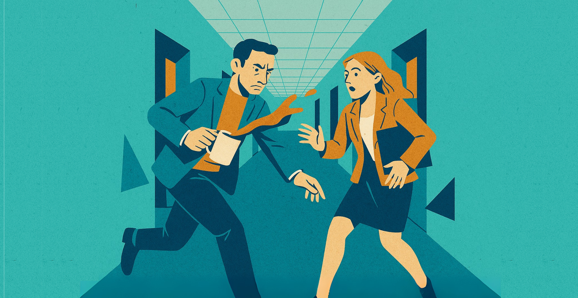 Mand spilder kaffe på kvinde